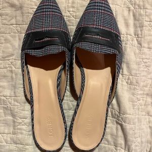 EUC J. Crew Plaid Mule Slides - Size 10